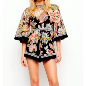 ALICE MCCALL GEORGIE BOY PLAYSUIT in Black Floral Size Small